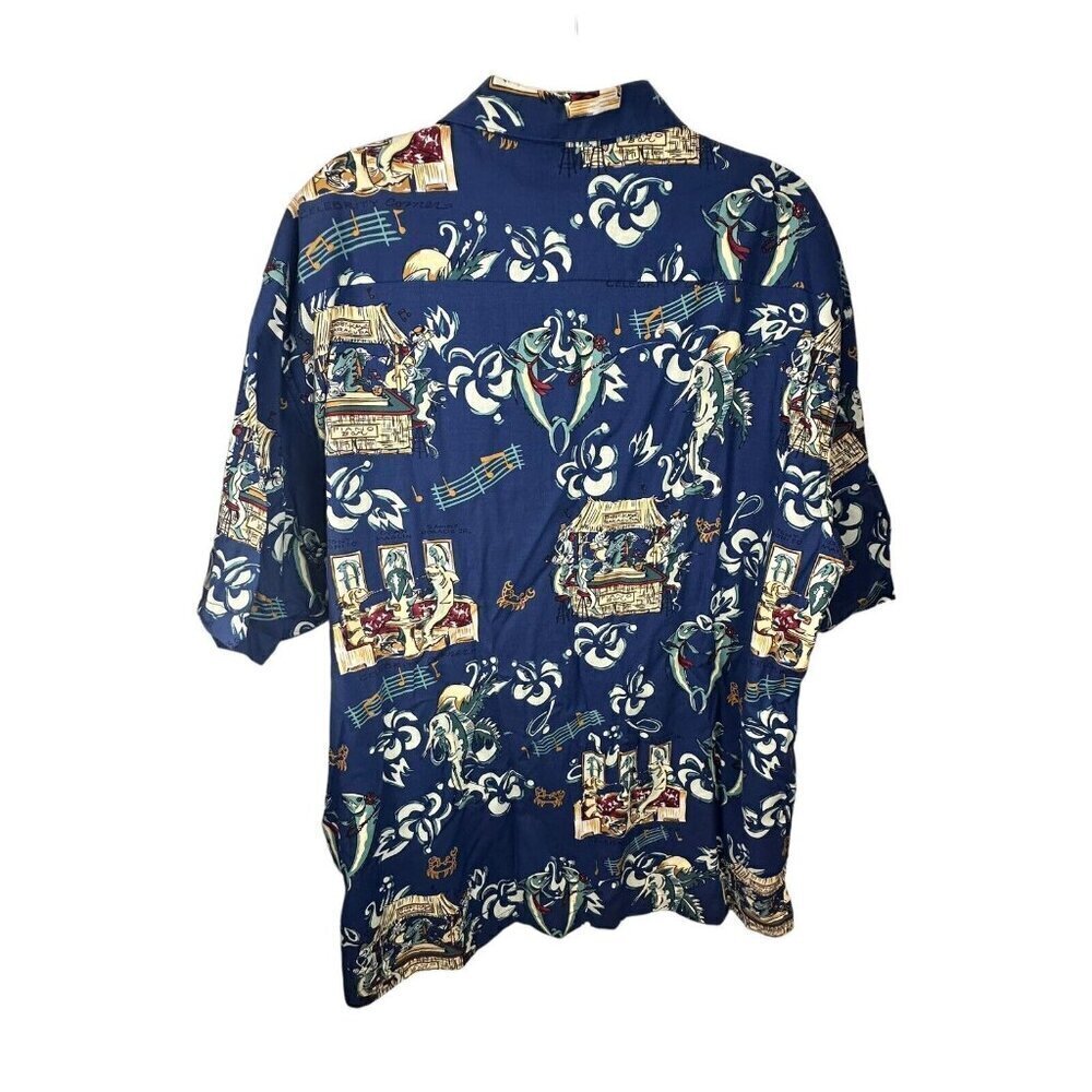 Bluewater Rat Pack Jazz Piano Bar‎ Fish Tropical Camp Shirt Hawaiian Mens XL USA - Picture 9 of 9